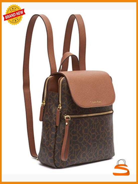 Monogram Flap Backpack with Anti-Theft Pocket, Saffiano Leather, Adjustable main image 5